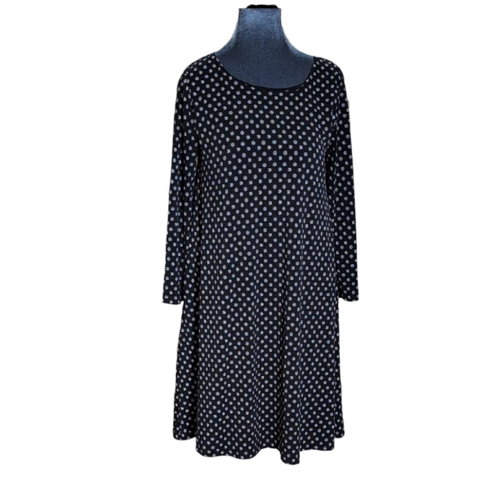 Nicole Miller Black Polka Dot A-Line Dress with Pockets Size L